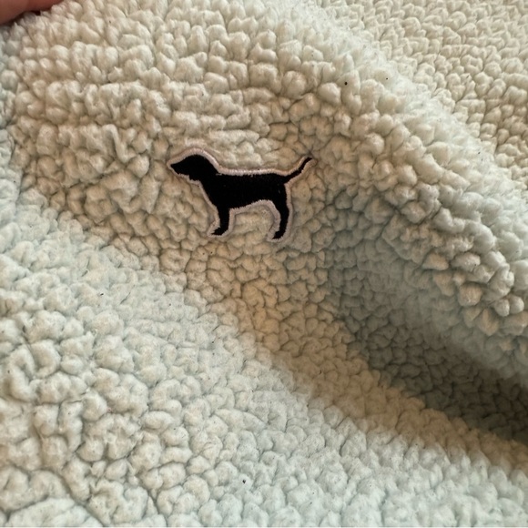 Victorias Secret PINK Light Green Sherpa Quarter Zip Size Medium - Picture 3 of 7